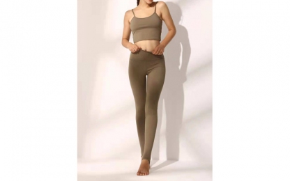 Комплект для занятий фитнесом и йогой (лосины с лямками и топ) VSX SP123-CK7800-K (лайкра, р-р S-L-42-48, капучино)